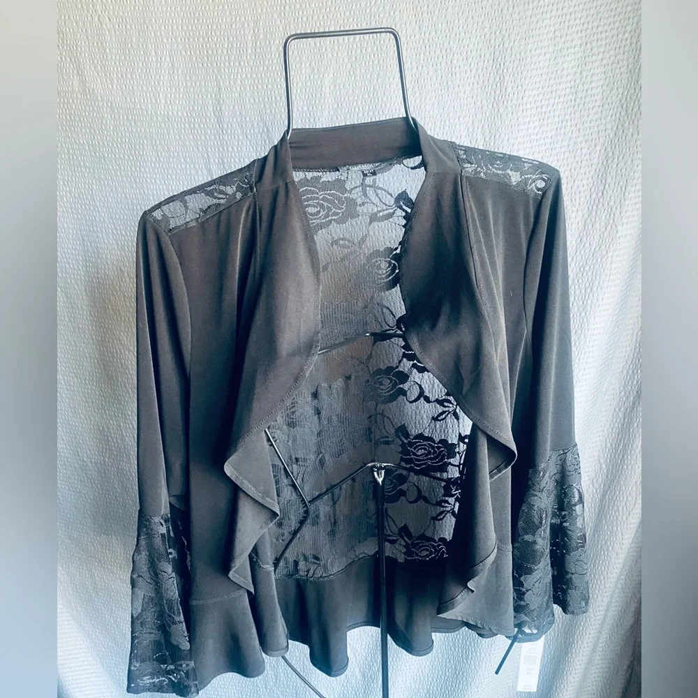 NWT Black Shrug with Lace Jacket/Top XL - Picture 10 of 10